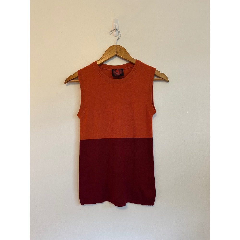 Happy Sheep Silk Cashmere Sleeveless Knit Colorblock Top | Size Large